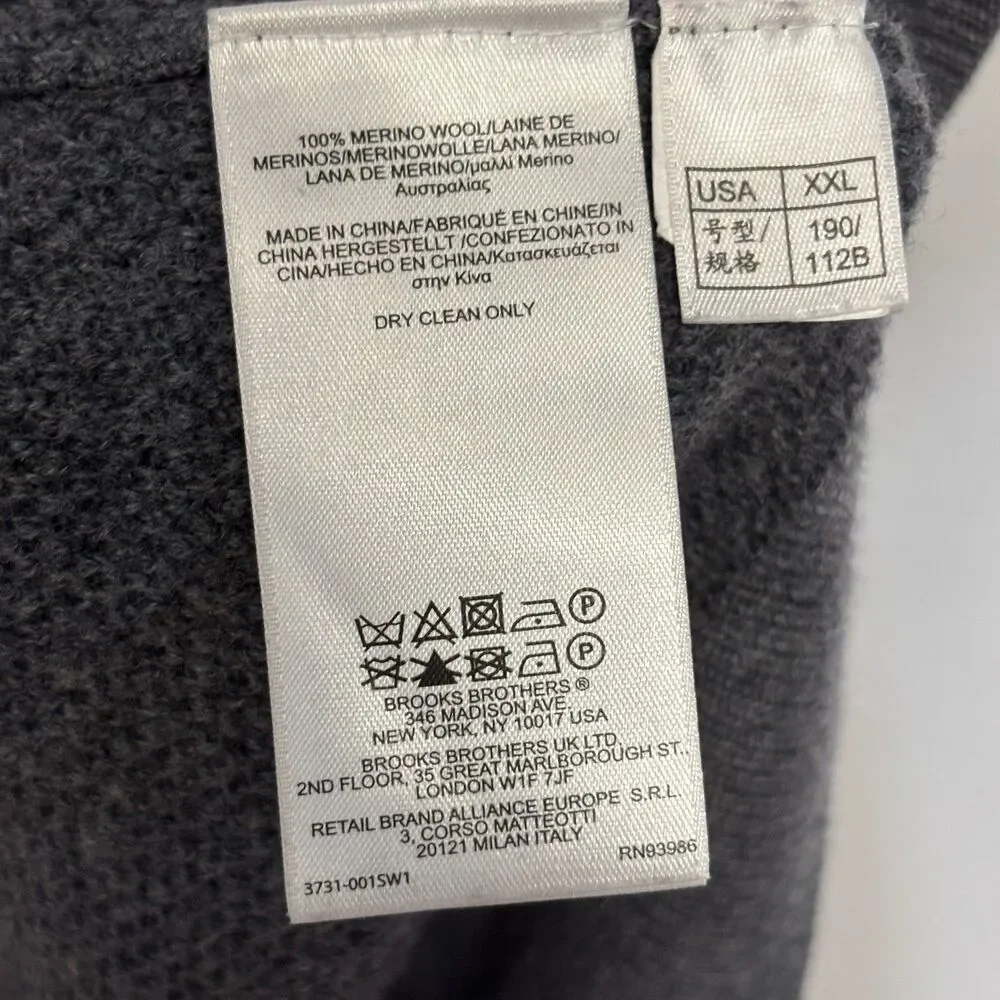 Brooks Brothers Men 100% Merino Wool Sweater Vest XXL 2XL Gray D129 -17